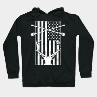 Distressed American Flag & Deer Bow Hunting Hoodie